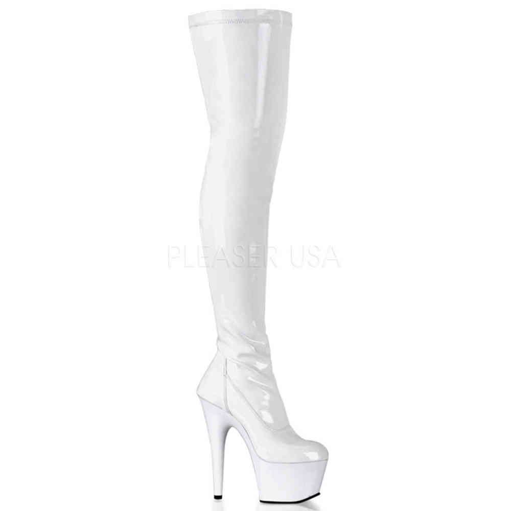Pleaser - ADORE3000 Plateau Overknee Laarzen - Paaldans schoenen - Wit Product image